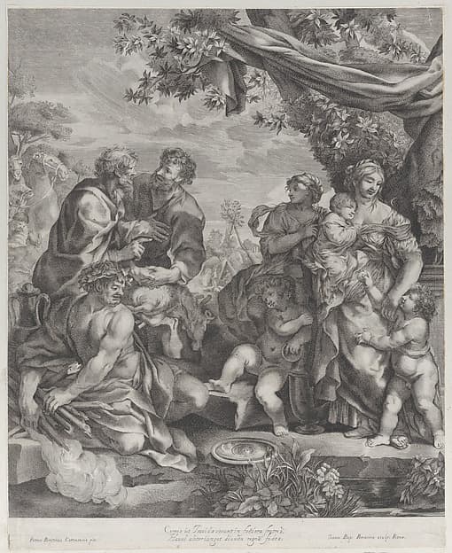Allegorical scene with a sacrificial lamb, by Giovanni Battista Bonacina