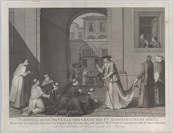 Pope Pius VI taking leave of the Augustinian monks in Siena, by Girolamo Carattoni