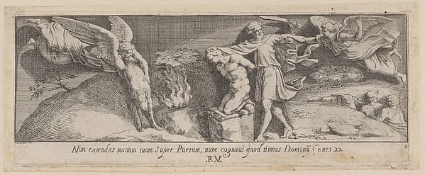 Plate 4: The Sacrifice of Abraham, from Genesis Chapter 22, after a lost fresco in the basamento of Bay 4 of the Vatican Loggia, by Pietro Santi Bartoli
