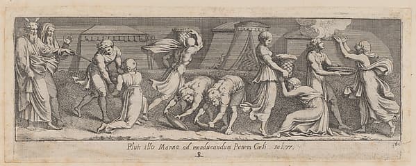 Plate 8: Israelites Collecting Manna, from Exodus 15 and 16, after a lost fresco in the basamento of Bay 8 of the Vatican Loggia, by Pietro Santi Bartoli