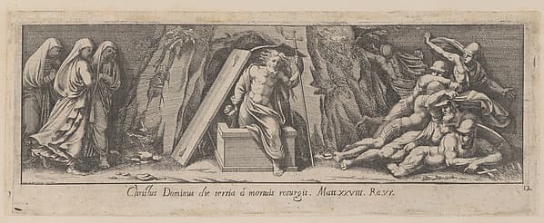 Plate 12: The Resurrection, after a lost fresco in the basamento of Bay 13 of the Vatican Loggia, by Pietro Santi Bartoli