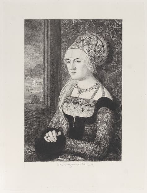 Portrait of a Woman, after Bernhard Strigel, from "Etchings of Pictures in the Metropolitan Museum New York", by Jules-Ferdinand Jacquemart
