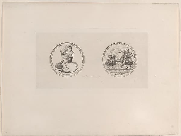 Portrait of Stephen Decatur, after medal by Moritz Fürst, by Jules-Ferdinand Jacquemart