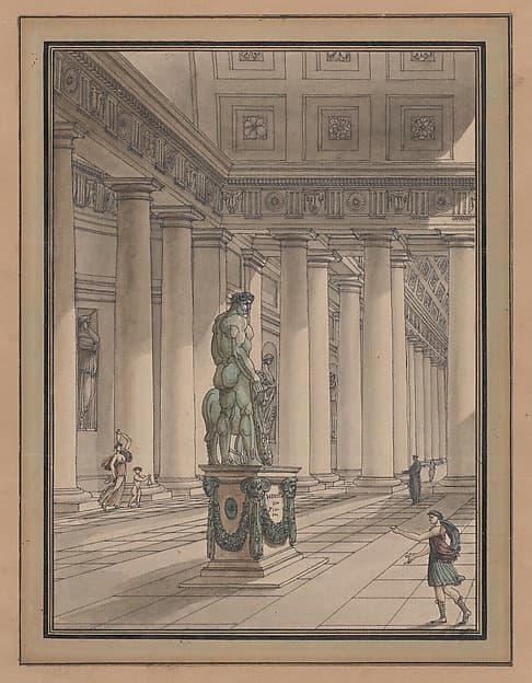 Classical Interior with a Statue of Hercules, by Jean-Arnaud Raymond