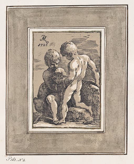 Two Children Playing with a Lamb, by Anton Maria Zanetti the Elder