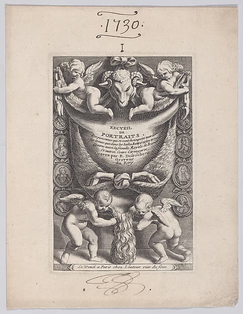 Frontispiece from "Collection of Portraits", by Etienne Jehandier Desrochers