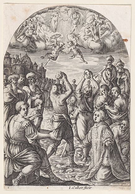 The Martyrdom of St. Stephen, plate 1 from "Les Tableaux de Rome, Les Eglises Jubilaires" (The Paintings of Rome, The Churches Jubilee), by Jacques Callot
