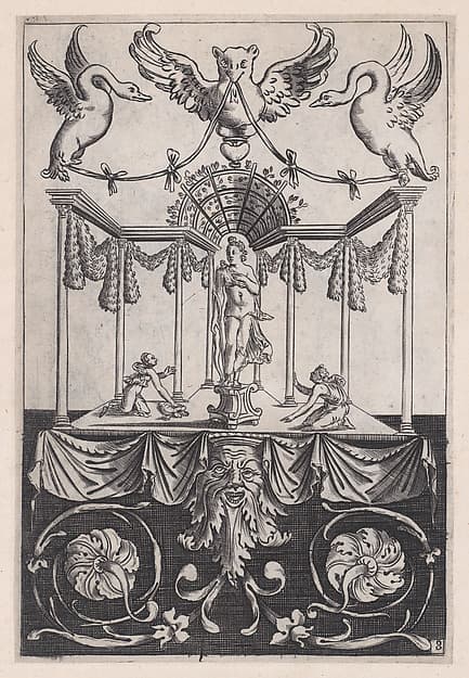 Ornamental Panel, by Agostino Veneziano (Agostino dei Musi)