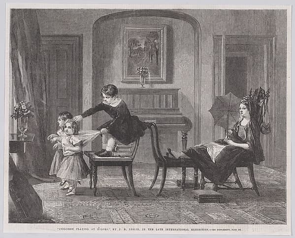 Children playing at Horses, from "Illustrated London News", by William Luson Thomas