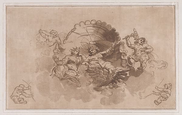 Jupiter and Juno in the clouds, by Johann Gottlieb Prestel