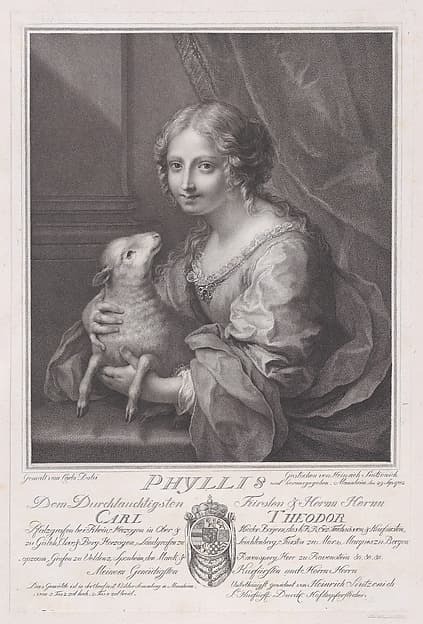 Phyllis holding a lamb, by Heinrich Sintzenich