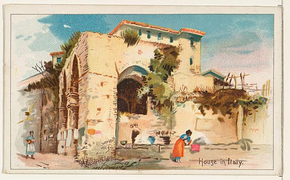 House in Italy, from the Habitations of Man series (N113) issued by W. Duke, Sons & Co. to promote Honest Long Cut Smoking and Chewing Tobacco, by The Giles Company