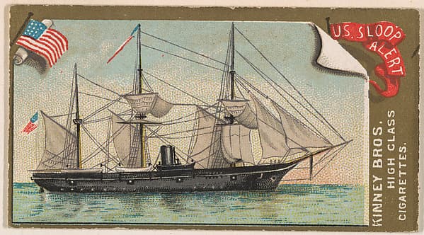 U.S. Sloop Alert, from the Naval Vessels of the World series (N226) issued by Kinney Bros., by Kinney Brothers Tobacco Company