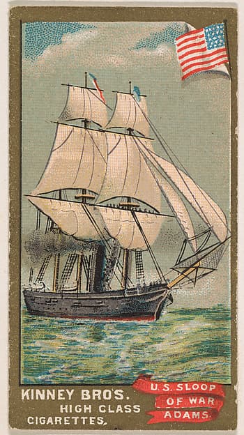 U.S. Sloop of War Adams, from the Naval Vessels of the World series (N226) issued by Kinney Bros., by Kinney Brothers Tobacco Company