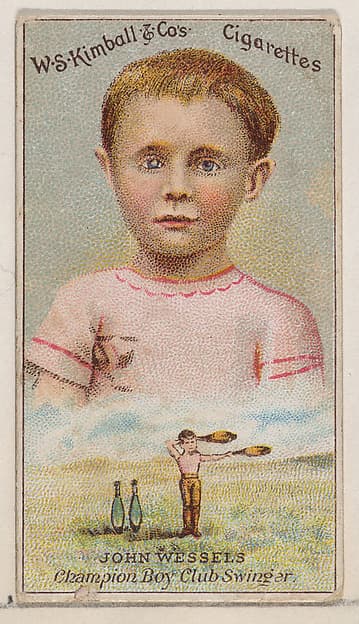 John Wessels, Champion Boy Club Swinger, from the Champions of Games and Sports series (N184, Type 1) issued by W.S. Kimball & Co., by W.S. Kimball & Co.
