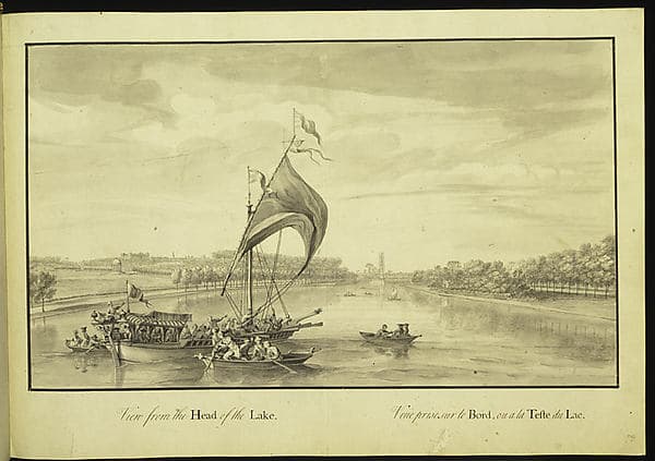 View from the Head of the Lake at Stowe, Buckinghamshire, by Jacques Rigaud