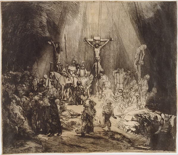 Christ Crucified between the Two Thieves: The Three Crosses, by Rembrandt (Rembrandt van Rijn)