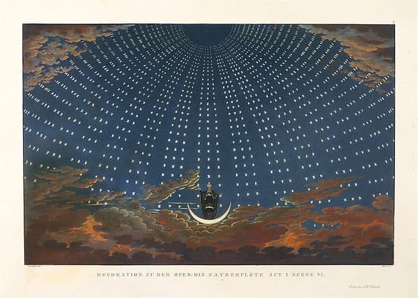 Design for The Magic Flute: The Hall of Stars in the Palace of the Queen of the Night, Act 1, Scene 6, by Karl Friedrich Schinkel