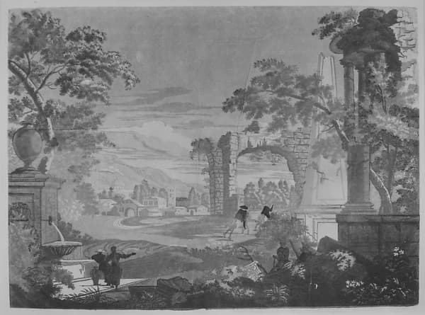 Heroic Landscape with Watering Place, Riders, and Obelisk, by John Baptist Jackson