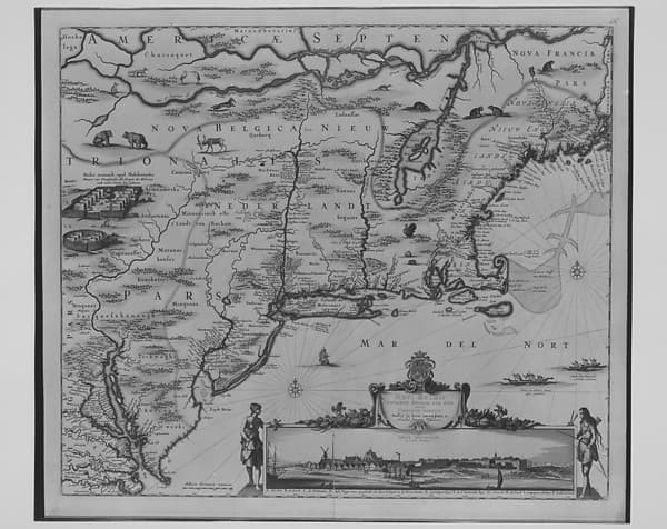 Novi Belgii, Novaeque Angliae nec non partis Virginiae tabula [Map of New Netherlands, New England, and part of Virginia], by Nicolas Visscher I