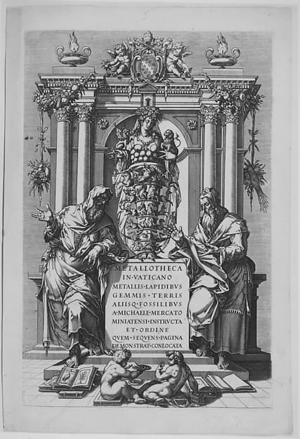 Tomb and Medals of Pope Sixtus V, by Matthaeus Greuter