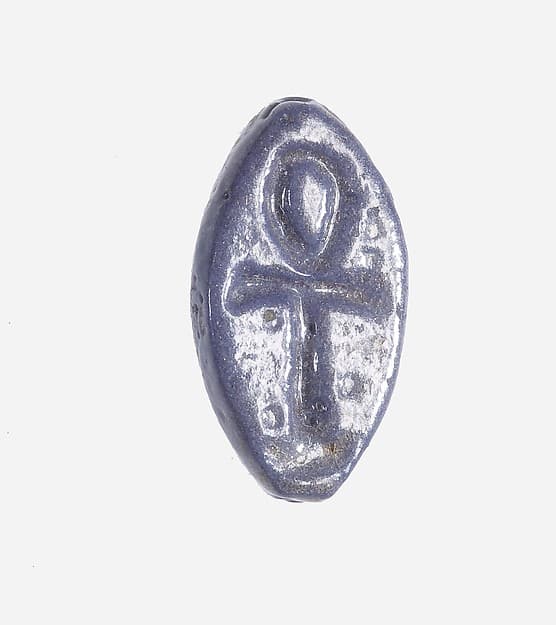 Cowroid Stamp Seal with an Ankh Inscribed on the Base