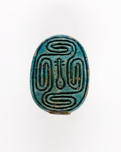 Scarab Incised with Nefer Sign in Scroll Border