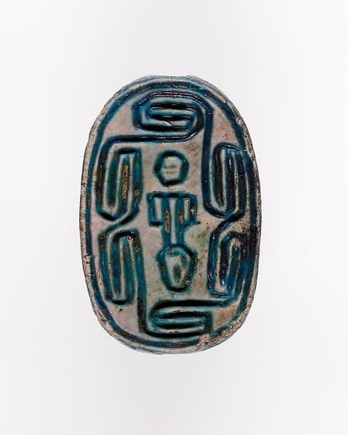 Scarab Inscribed with Hieroglyphs in a Scroll Border