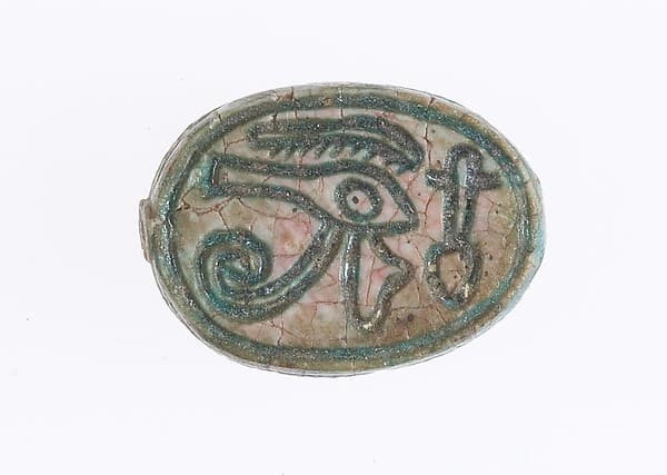 Scarab Inscribed With a Wedjat Eye and a Nefer Hieroglyph