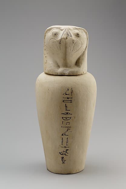 Falcon-headed stopper (Qebehsenuef) from a canopic jar