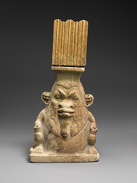 Lidded container in the shape of a Bes-image