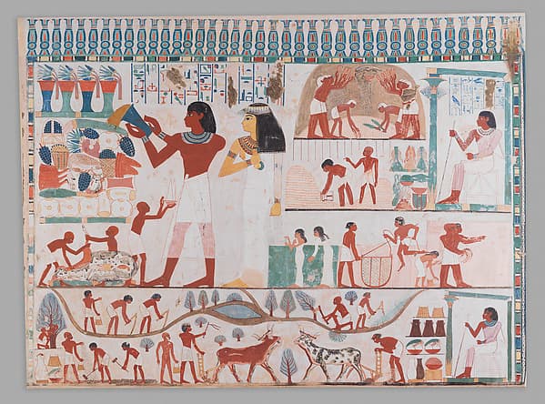 East Wall, South Side of Nakht's Offering Chapel, by Norman de Garis Davies