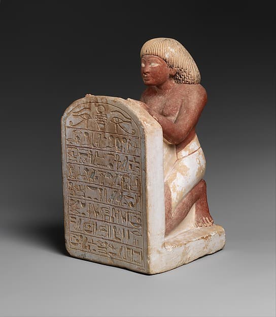 Statue of Roy Chanting the Solar Hymn Written on His Stela