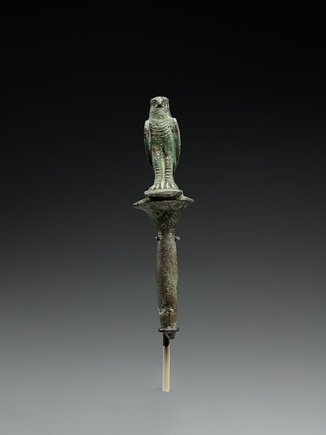 Horus falcon on papyrus stem