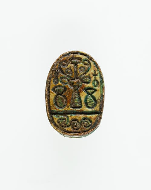 Scarab with Hieroglyphs and Hathor Sistrum