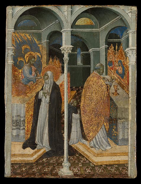 The Miraculous Communion of Saint Catherine of Siena, by Giovanni di Paolo (Giovanni di Paolo di Grazia)