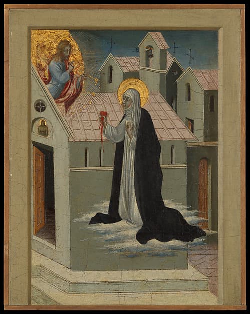 Saint Catherine of Siena Exchanging Her Heart with Christ, by Giovanni di Paolo (Giovanni di Paolo di Grazia)