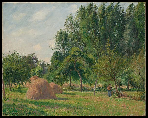 Haystacks, Morning, Eragny, by Camille Pissarro