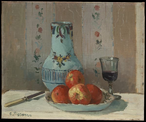 Still Life with Apples and Pitcher, by Camille Pissarro