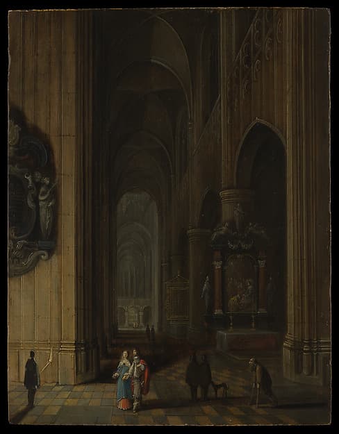 Interior of a Gothic Church at Night, by Pieter Neeffs the Younger