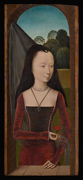 Young Woman with a Pink, by Hans Memling