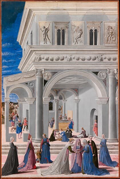 The Birth of the Virgin, by Fra Carnevale (Bartolomeo di Giovanni Corradini)