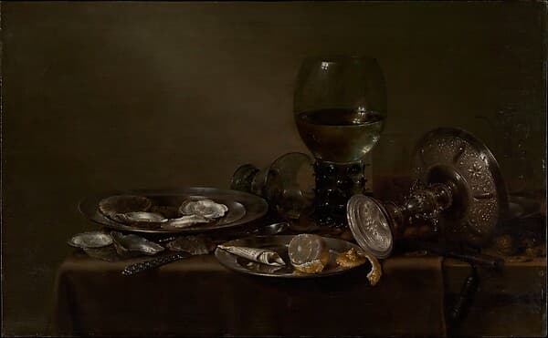 Still Life with Oysters, a Silver Tazza, and Glassware, by Willem Claesz Heda