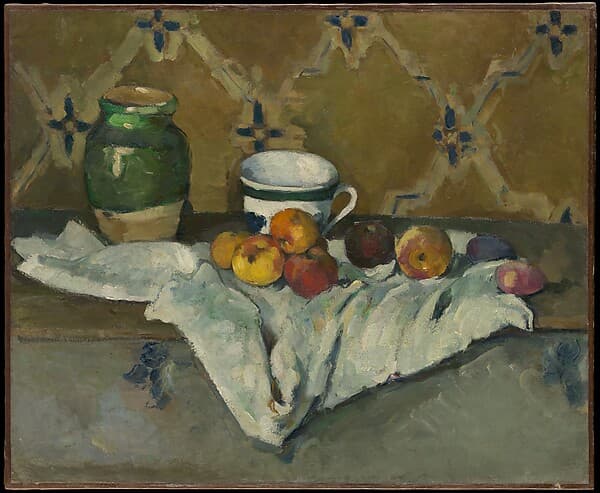 Still Life with Jar, Cup, and Apples, by Paul Cézanne