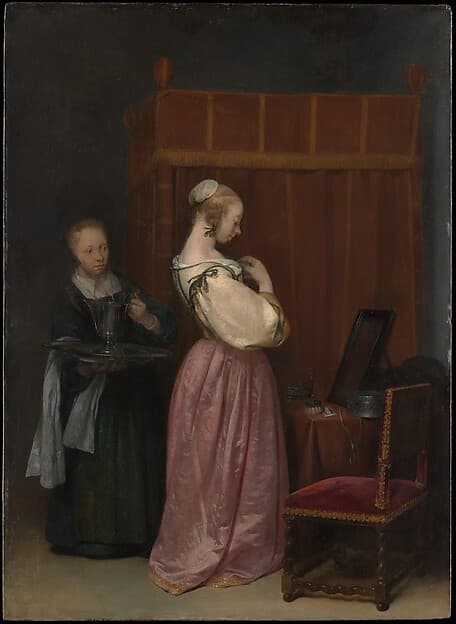 A Young Woman at Her Toilet with a Maid, by Gerard ter Borch the Younger