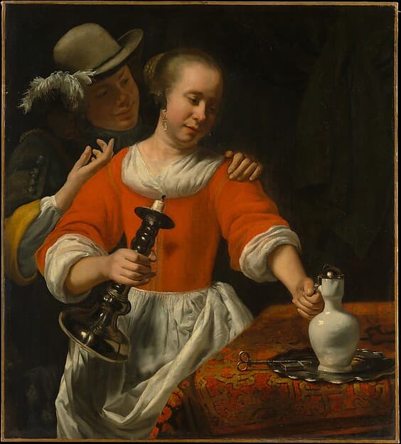 A Young Woman and a Cavalier, by Cornelis Bisschop