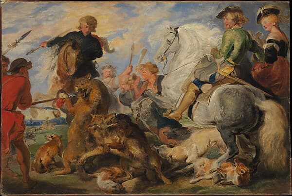 Copy after Rubens's "Wolf and Fox Hunt", by Sir Edwin Henry Landseer