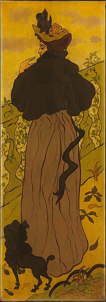 Woman Standing Beside a Balustrade with a Poodle, by Paul Ranson