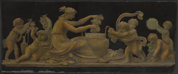 Nymph and Putti; Nymph with a Wreath and Putti with Garlands of Flowers, by Piat Joseph Sauvage