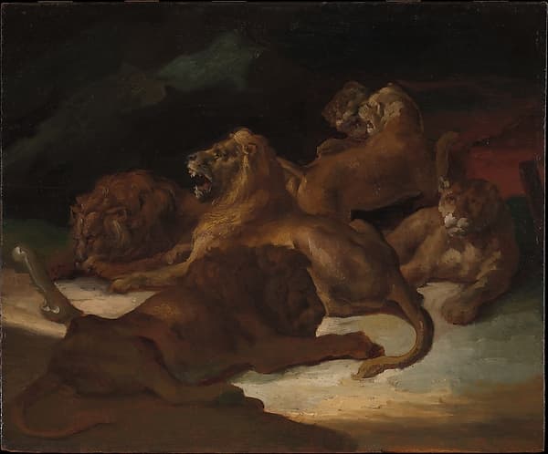 Lions in a Mountainous Landscape, by Théodore Géricault